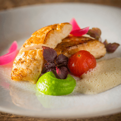 Plie avec mousseline de petits pois